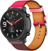 Leer Smartwatch bandje - Geschikt voor Xiaomi Amazfit GTR leren bandje - knalroze/roodbruin - Strap-it Horlogeband / Polsband / Armband