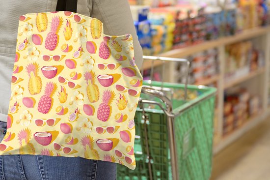 Sac bandoulière - Sac de plage - Shopper Summer - Ananas - Jaune - 45x45 cm - Sac coton