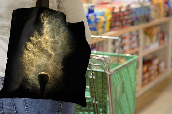 Sac bandoulière - Sac de plage - Shopper Poudre Goudor sur fond noir - 45x45 cm - Sac en coton