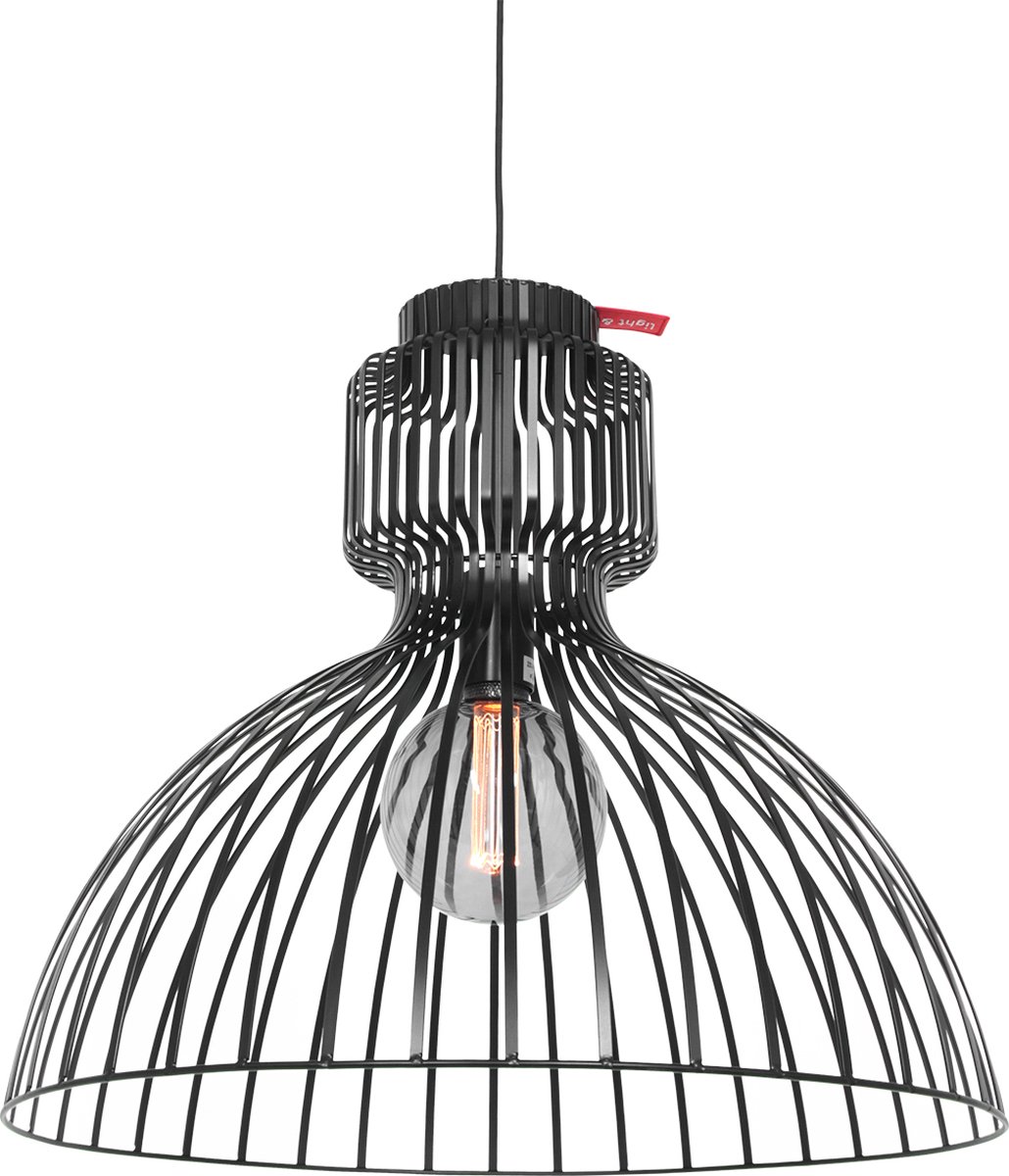Zwarte draad hanglamp Dunbar | 1 lichts | zwart | metaal | Ø 52 cm | in hoogte verstelbaar tot 165 cm | eetkamer / woonkamer lamp | modern / sfeervol design
