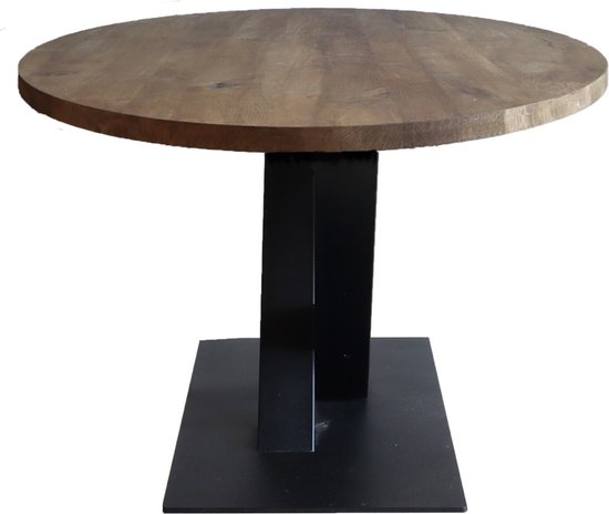 Table à manger pliable bois chêne clair et pieds marron Pedestali