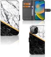 Mobiel Case iPhone 14 Pro Max GSM Hoesje Marble White Black
