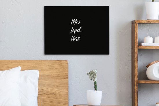 Citations de peinture sur toile - Cuisine - Proverbes - Couteau. Cuillère. Fourchette. - Couverts - 40x30 cm - Décoration murale