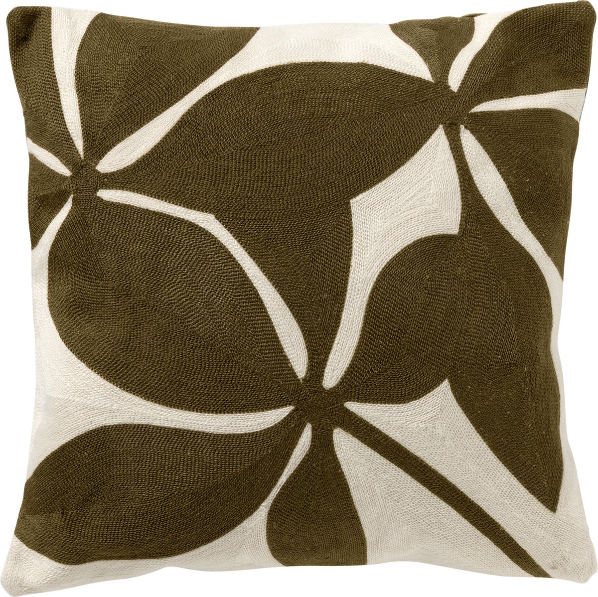 Dutch Decor ELIJA - Sierkussen 45x45 cm - gebloemd - Snow White - wit - Inclusief binnenkussen - Luxe kussens voor woonkamer & bank