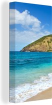 Canvas Schilderij Zee - Tropisch - Strand - Planten - 20x40 cm - Wanddecoratie