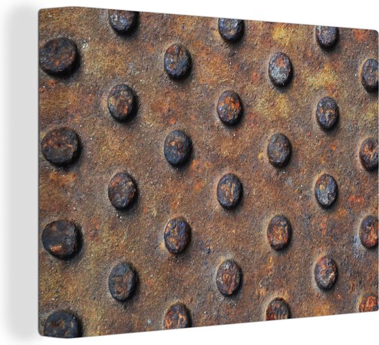 Toile Peinture Diamond Plate - Vintage - Rouille - Industriel - 120x90 cm - Décoration murale