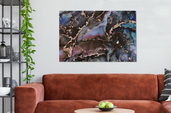 Toile Peinture Marbre - Goud - Rosé - 140x90 cm - Décoration murale