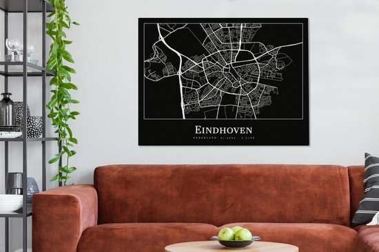 Tableau sur Toile Plan d'Etage - Eindhoven - Carte - Plan de la Ville - 120x90 cm - Décoration murale