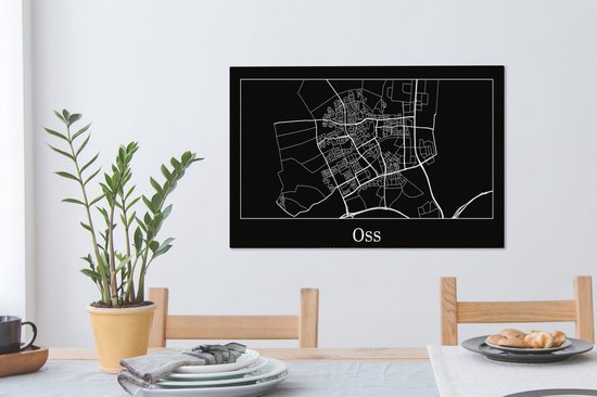 Tableau sur toile Oss - Carte - Plan de ville - Carte - 90x60 cm - Décoration murale
