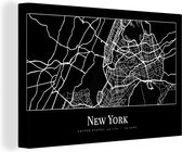 Canvas Schilderij Kaart - New York - Stadskaart - Plattegrond - 30x20 cm - Wanddecoratie