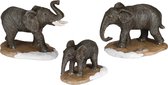 Luville - Elephant family 3 stuks - l11xb6xh8cm - Kersthuisjes & Kerstdorpen