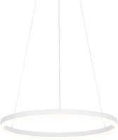 QAZQA anello - Moderne Dimbare LED Hanglamp met Dimmer - 1 lichts - Ø 60 cm - Wit - Woonkamer | Slaapkamer | Keuken