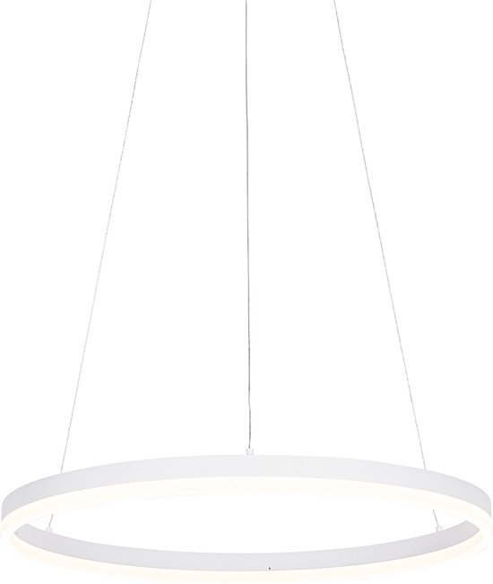 QAZQA anello - Moderne Dimbare LED Hanglamp met Dimmer - 1 lichts - Ø 60 cm - Wit - Woonkamer | Slaapkamer | Keuken