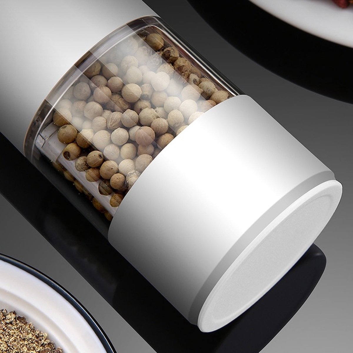 Aongray Moulin à Poivre Et Sel Électrique – Une Main, Lumière LED, Broyeur Céramique Réglable, Acier Inox – 1 Pièce