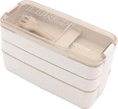 Boîte à lunch - Boîtes de préparation de repas - Boîte à lunch avec couvercle - Prep de repas - Boîte à bento - Boîte à lunch avec Couverts Beige