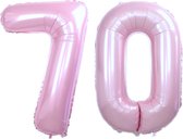 Ballon Cijfer 70 Jaar Roze Helium Ballonnen Verjaardag Versiering Cijfer Ballon Feest Versiering Met Rietje - 86Cm