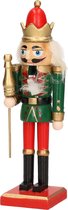 1x Kerst decoratie notenkraker pop/soldaat 15 cm kerstversiering groen/rood - Krestdecoratie poppetjes