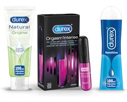 Durex - 3 Glijmiddelen - Voor Comfort En Genot - Waterbasis - Nature Hydratant 100ml - Intense Orgasm glijmiddel 10ml - Play Sensitive 100ml - Voordeelverpakking