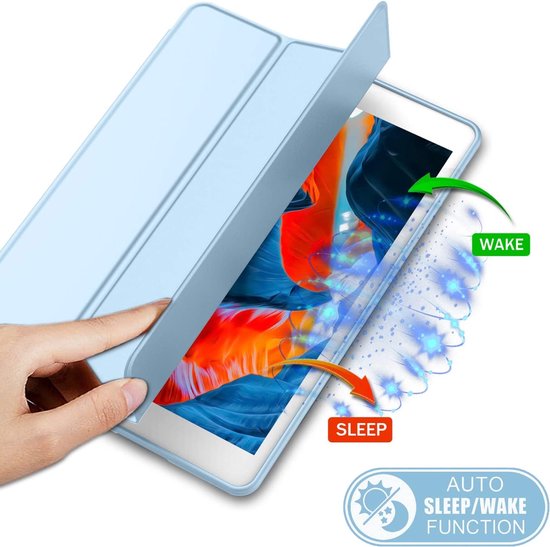 étui pour ipad 2021 avec porte-crayon bibliothèque intelligente Blauw clair - étui pour ipad 9e génération 10.2 - étui pour ipad 2021 avec pomme Pencil Box