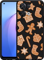 Oppo Reno8 5G Hoesje Zwart Christmas Cookies - Designed by Cazy