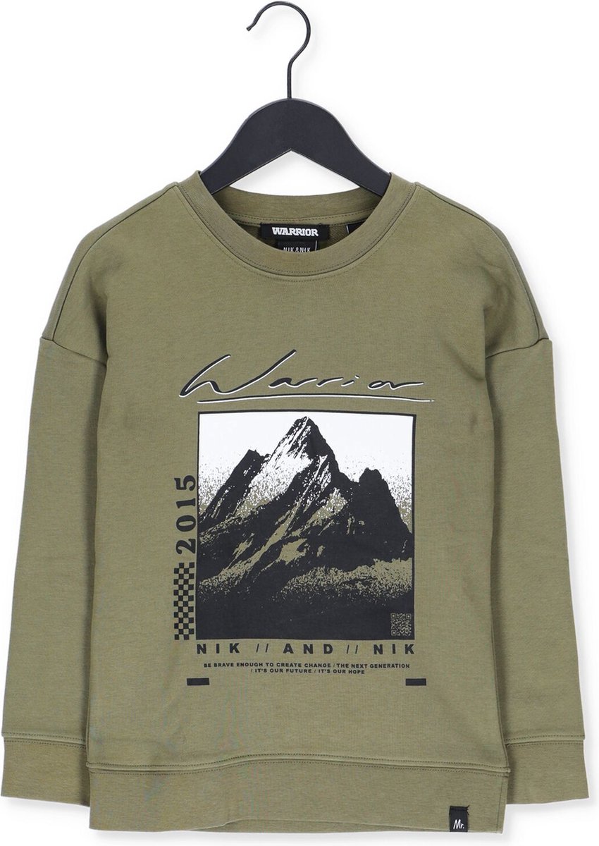 Nik & Nik Mountain Sweatshirt Truien & Vesten Jongens - Sweater - Hoodie - Vest- Groen - Maat 128