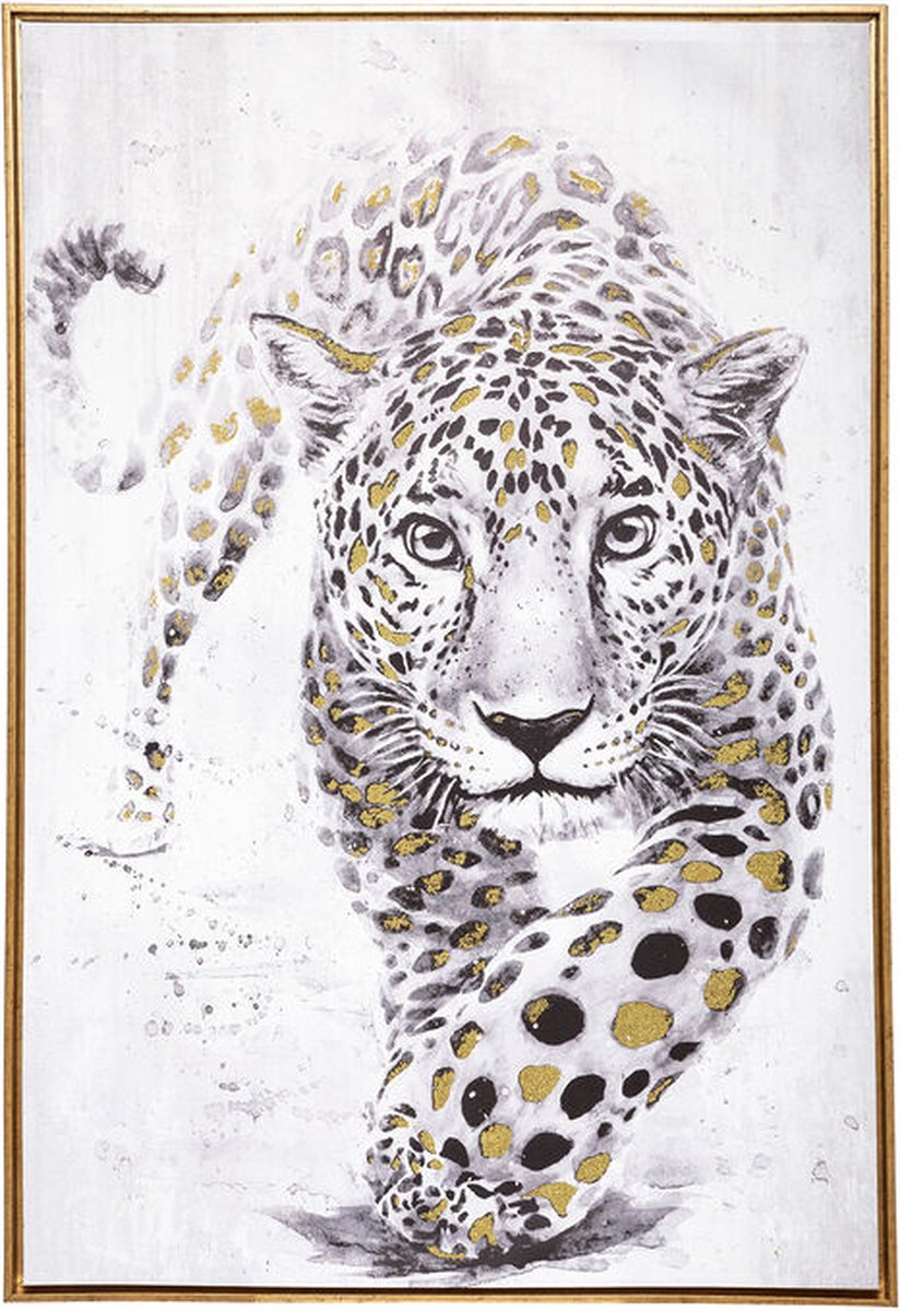 Canvas wanddecoratie luipaard 70 x 118 x 43 cm
