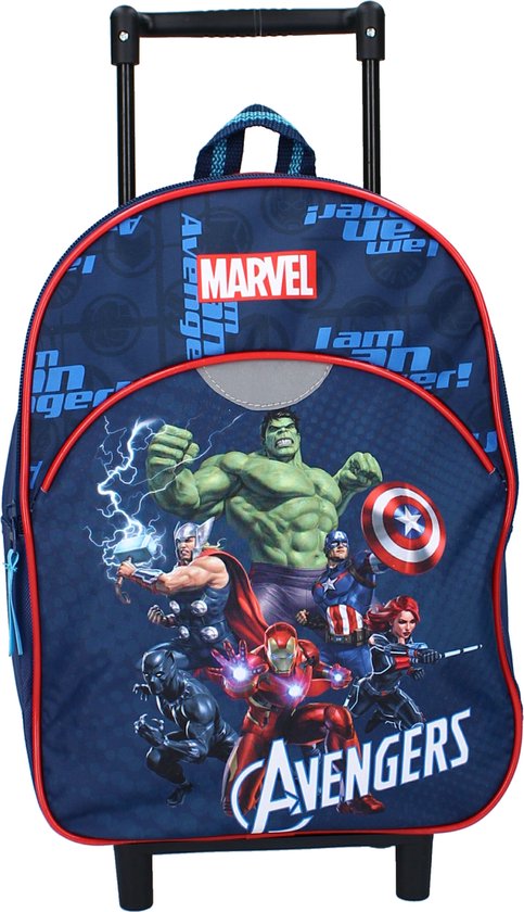 Avengers thema trolley/reistas rugzak koffertje 33 cm voor kinderen - Weekendtasje voor kinderen