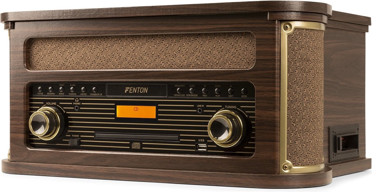 Retro platenspeler Bluetooth - Fenton Memphis - cassette, mp3 speler, FM en  DAB radio... | bol