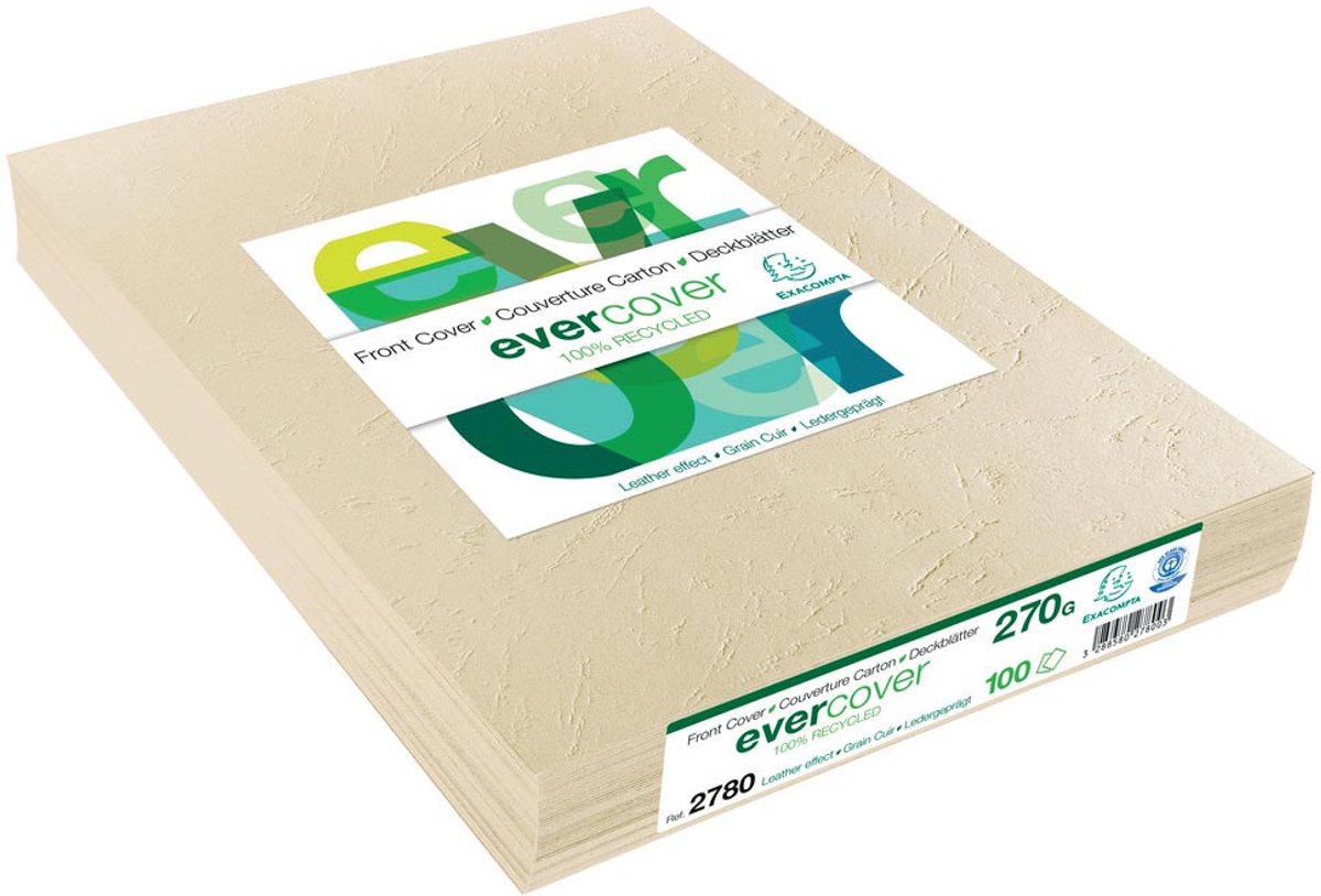 Exacompta omslagen uit lederprint ft A4, 270 micron, pak van 100 stuks, ivoor