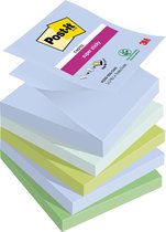 Post-it Super Sticky Z-notes Oasis, 90 feuilles, pi 76 x 76 mm, couleurs assorties, paquet de 5 blocs