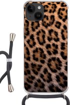Geschikt voorApple Iphone 14 - Crossbody Case - Panterprint - Siliconen - Crossbody - Backcover met Koord - Telefoonhoesje met koord - Hoesje met touw