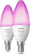 Philips Hue Kaarslamp Lichtbron E14 Duopack - wit en gekleurd licht - 5,2W - Bluetooth - 2 Stuks