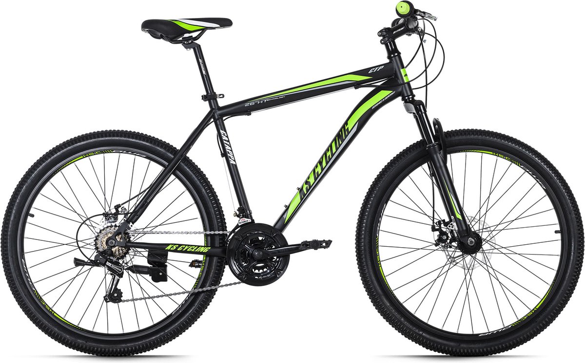 KS Cycling Fiets Mountainbike hardtail 26 inch Catappa zwart groen