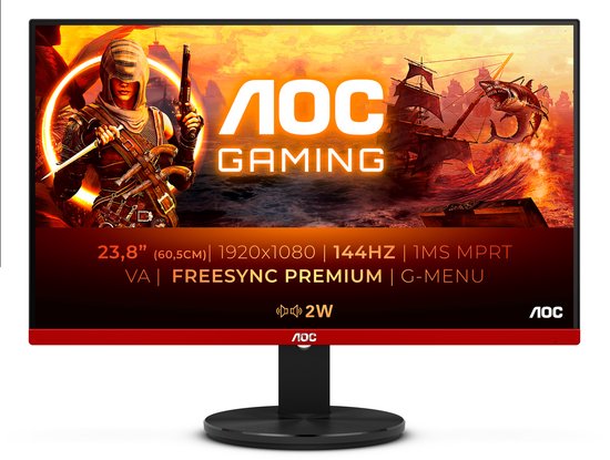 AOC Gaming monitor, 23.8 inch, 1920x1080, 144Hz, 1ms, VA, Freesync Premium, G-menu
