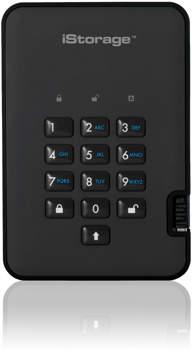 iStorage diskAshur 2 - externe harde schijf - 2000 GB - Cijfercode - Zwart
