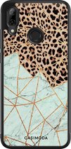 Casimoda® telefoonhoesje - Geschikt voor Huawei P Smart (2019) - Luipaard Marmer Mint - Zwart TPU hoesje - Backcover - Bruin - Luipaardprint