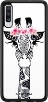 Casimoda® hoesje - Geschikt voor Samsung Galaxy A70 - Giraffe - Zwart TPU Backcover - Giraffe - Wit
