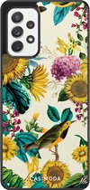 Casimoda® hoesje - Geschikt voor Samsung Galaxy A72 - Zonnebloemen / Bloemen - Zwart TPU Backcover - Bloemen - Geel