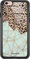 Casimoda® hoesje - Geschikt voor iPhone 6/6s - Luipaard Marmer Mint - Luxe Hard Case Zwart - Backcover telefoonhoesje - Multi