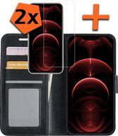 Coque pour iPhone 14 Pro Max Case Book Case Cover Flip Cover Bookcase 2x avec protection d'écran - Zwart