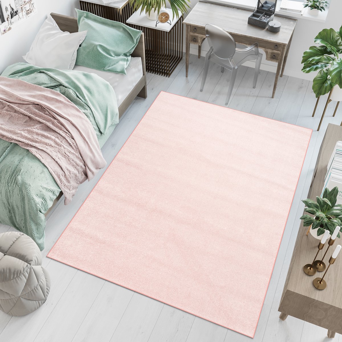 Tapiso Florida Vloerkleed Roze Laagpolig Modern Woonkamer Tapijt Maat- 180x260
