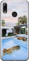 ELLECHIQ - Hoesje geschikt voor Huawei P Smart (2019) - Tijger zwembad - TPU Siliconen Backcover - Print - Multi