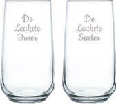 Gegraveerde Drinkglas 47cl De Leukste Broer-De Leukste Suster