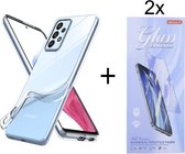 Soft Back Cover Hoesje Geschikt voor: Samsung Galaxy A53 5G Silicone Transparant + 2X Tempered Glass Screenprotector - ZT Accessoires