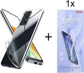 Soft Back Cover Hoesje Geschikt voor: Samsung Galaxy A33 5G Silicone Transparant + 1X Tempered Glass Screenprotector - ZT Accessoires