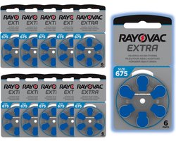 60 hoortoestelbatterijen Rayovac 675, 10 Plaquettes