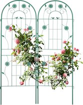 Relaxdays plantenklimrek 150 cm set van 2 - klimplantenrek metaal - groene rankhulp rozen