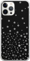 Casimoda® hoesje - Geschikt voor iPhone 12 Pro Max - Falling Stars - Siliconen/TPU telefoonhoesje - Backcover - Sterren - Zwart