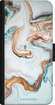 Casimoda® bookcase - Geschikt voor iPhone 11 Pro - Hoesje met pasjeshouder - Marmer Blauw Goud - Blauw - Kunstleer