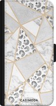 Casimoda® bookcase - Geschikt voor iPhone 11 - Hoesje met pasjeshouder - Stone & Leopard - Grijs - Kunstleer